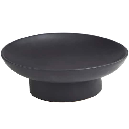 16&#x22; Matte Black Decorative Ceramic Tabletop Bowl